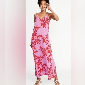 Pink flora maxi dress